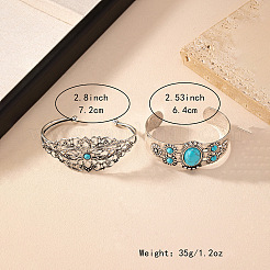 2шт 2 стиля сплава с синтетической бирюзой браслеты-манжеты для женщин&nbsp;FS-WG25D7B-01