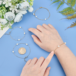 4шт 2-цветный набор браслетов из акриловых бусин с жемчугом для девочек и женщин&nbsp;BJEW-UN0001-21