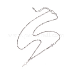 2 шт. 2 цвета крест 304 нержавеющая сталь кулон ожерелье для женщин&nbsp;NJEW-JN05200