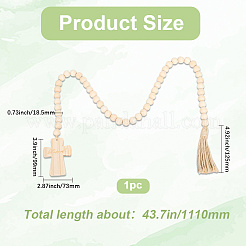 Деревянные круглые бусины и крестообразные подвесные украшения&nbsp;AJEW-WH20816-013A