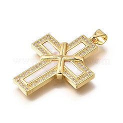 Подвески в форме ракушек из латуни с микропаве и кубическим цирконием&nbsp;KK-D328-26G-B