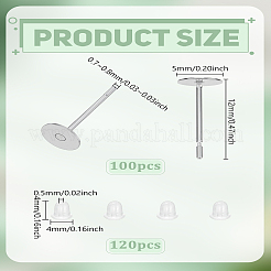 Серьги-гвоздики из нержавеющей стали 304 с плоскими круглыми латунными головками и пластиковыми гайками&nbsp;STAS-LP0004-52P
