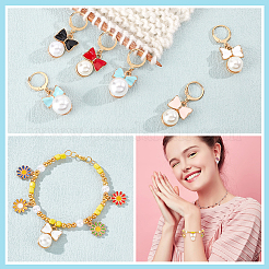 Маркеры петель с бантом из эмали из сплава&nbsp;HJEW-PH01572