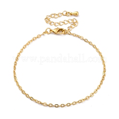 Регулируемая стойка покрытие латунный кабель цепочка браслеты для женщин&nbsp;BJEW-G735-17G