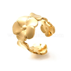 Кольцо-манжета из нержавеющей стали Flower 201 для женщин&nbsp;RJEW-A053-02A-G