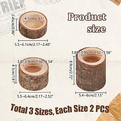 6 шт. деревянные подсвечники 3-х стилей&nbsp;AJEW-GA0007-56