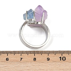 Кольца-манжеты с натуральным аметистом и аквамарином RJEW-K286-12P-02