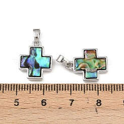 Подвески из натуральной латуни из ракушки пауа&nbsp;KK-U025-03P-02-1