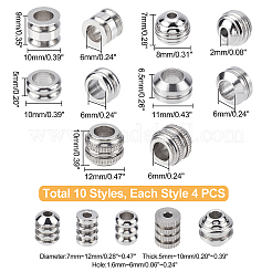 40 шт. 10 бусины из нержавеющей стали 304&nbsp;STAS-DC0004-27