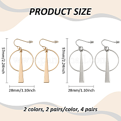 4 пара двухцветных серег-колец из сплава и железа&nbsp;EJEW-HY0001-31