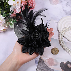 Булавки для лацканов одежды в виде цветочных перьев и железа&nbsp;JEWB-WH0010-114B