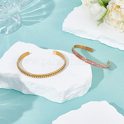 4 шт. 2-х цветные браслеты-манжеты из нержавеющей стали 201 в форме буквы С с рифленой отделкой&nbsp;STAS-UN0065-25A