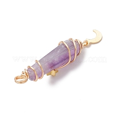 3 шт. 3 стиля натуральный аметист заостренный медный провод обернутый граненой пулей большой кулон&nbsp;PALLOY-JF03572-03