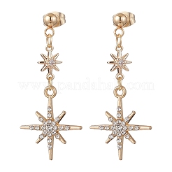 Серьги-гвоздики в форме звезды из латуни со стразами&nbsp;EJEW-JE06824