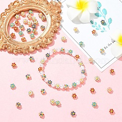 30 шт. 6-цветные бусины из сплава эмали светло-золотистого тона&nbsp;ENAM-YW0008-31