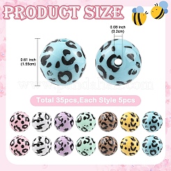 35 шт. двухцветные непрозрачные акриловые бусины с принтом&nbsp;OACR-YW0004-51