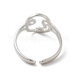 Не тускнеющее кольцо-манжета из нержавеющей стали 304 с абстрактным лицом для женщин&nbsp;RJEW-E066-06P