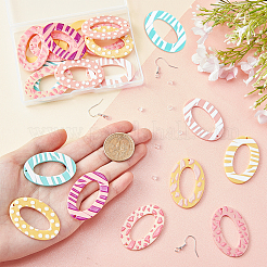 20 шт. 10 стиля овальных непрозрачных акриловых подвесок с принтом&nbsp;DIY-PH0002-81