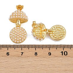 Серьги-гвоздики с грибовидной подвеской из латунного АБС-пластика&nbsp;EJEW-L275-03G