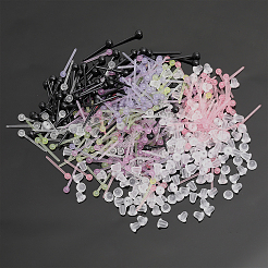 350 шт. 7-х цветные пластиковые серьги-гвоздики с маленькими шариками и гайками для женщин&nbsp;EJEW-CA0001-04