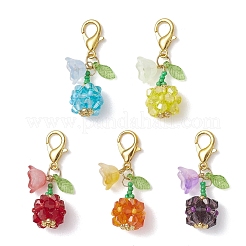 Подвески из стеклянных бусин в виде фруктов и цветов.&nbsp;HJEW-MZ00407