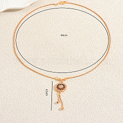 Ожерелья в стиле бохо с подвеской в виде компаса из латуни с микропаве из разноцветных кубических цирконий&nbsp;WT2954