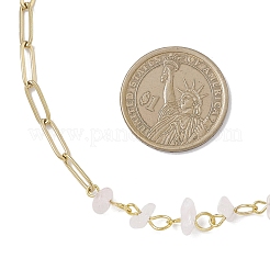 Бусины ручной работы из натурального розового кварца и цепочки-скрепки из нержавеющей стали 304&nbsp;NJEW-JN05499-03