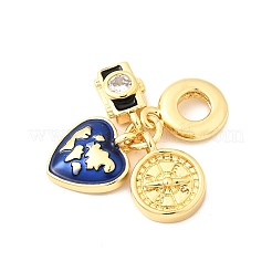 Европейские подвески-подвески из латуни с паве из прозрачного кубического циркония&nbsp;KK-F904-01D-G