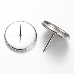 Плоские круглые серьги-гвоздики из нержавеющей стали&nbsp;LS-X-STAS-M227-14mm
