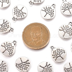 Плоские круглые с подвесками из сплава дерева тибетском стиле&nbsp;TIBEP-R338-10AS-NR