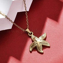 Ожерелья с подвесками из нержавеющей стали 304 в виде морской звезды&nbsp;NJEW-M096-21G