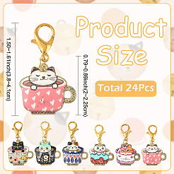 24 шт. 6 стиля подвесных украшений из эмалевого сплава с печатью&nbsp;HJEW-YW00247