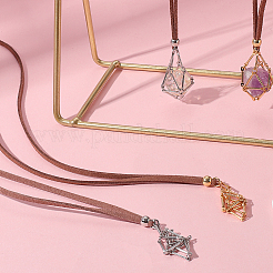 6 шт. 2 стиля латунных звеньевых цепочек макраме мешочек пустой держатель камней для изготовления подвесного ожерелья&nbsp;MAK-SC0001-40