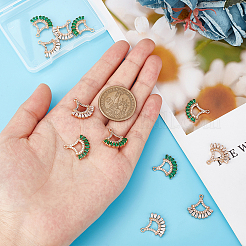 12 шт. подвески из латуни 2 цветов с микропаве из прозрачных и зеленых кубических цирконий&nbsp;KK-BBC0001-91