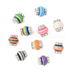 20 шт. бусины из смоляных стразов в форме фонаря с полосатым узором&nbsp;KK-YW0003-92