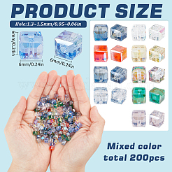 200шт граненые прозрачные стеклянные бусины&nbsp;GLAA-SC0001-94