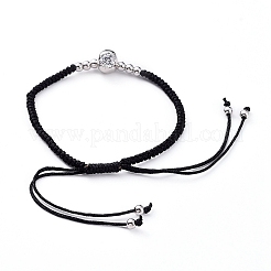 Регулируемый череп латунные браслеты плетеные нейлоновые нити&nbsp;BJEW-JB04984-03