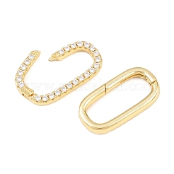 Овальные латунные кольца с микропаве из прозрачного кубического циркония с пружинным затвором&nbsp;KK-C162-093G