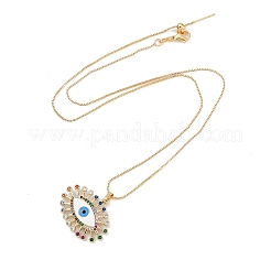 Стойка покрытие латунь цветной кубический цирконий глаз подвеска коробка цепь ожерелья&nbsp;NJEW-P317-02G