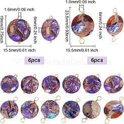 12 шт. 2 стиля подвески-коннекторы из натуральной императорской яшмы&nbsp;FIND-FG0001-54