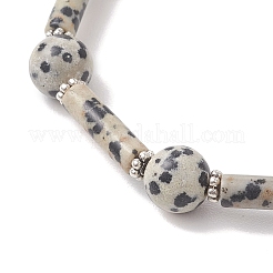 Браслеты из натуральной далматинской яшмы и синтетической бирюзы&nbsp;BJEW-JB13232
