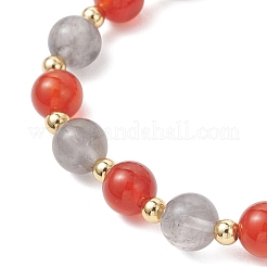 Браслеты из натуральных бусин мутного кварца и сердолика&nbsp;BJEW-JB12962