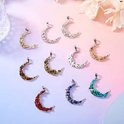 10 шт. подвески из натурального и синтетического драгоценного камня в форме лунного сплава&nbsp;PALLOY-TAC0147