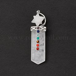 Большие подвески с натуральным кристаллом кварца на тему чакр&nbsp;G-L524-12P-07