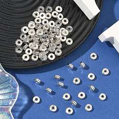Тибетский стиль плоские круглые бусины сплава проставки&nbsp;X-TIBEP-S293-070AS-LF