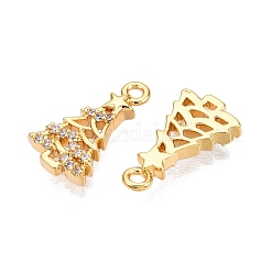Подвески из прозрачного кубического циркония с микропаве из латуни на рождественскую тематику&nbsp;X1-KK-T073-19G