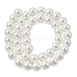 Круглые бусины из экологически чистого окрашенного стекла с жемчугом&nbsp;HY-A002-10mm-RB001