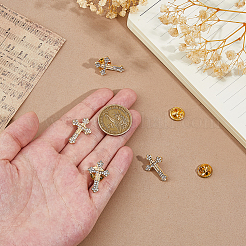 4 шт. цветочный крест из цинкового сплава со стразами на лацкан для рюкзака&nbsp;JEWB-FH0002-32G