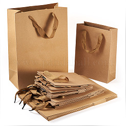 15 шт. 3-х видов прямоугольных крафт-бумажных пакетов с ручкой&nbsp;AJEW-TA0001-92