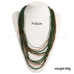 Многослойные длинные ожерелья из дерева и стеклянных бусин в богемном стиле для женщин&nbsp;FS-WG013E3-01